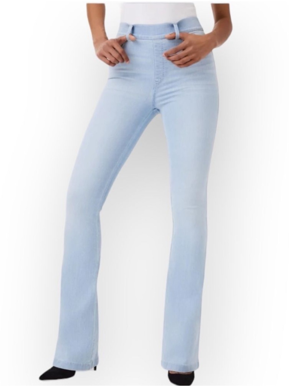 SPANX Flare Bootcut Pull On Jeans Light Wash High Rise Size Small